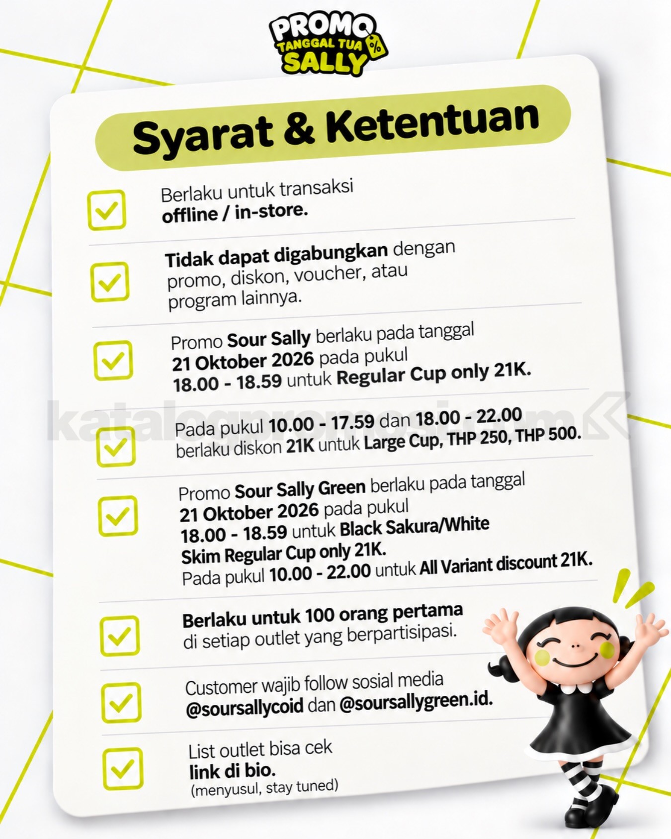 Promo Sour Sally Tanggal Tua Regular Cup cuma Rp21 Ribu