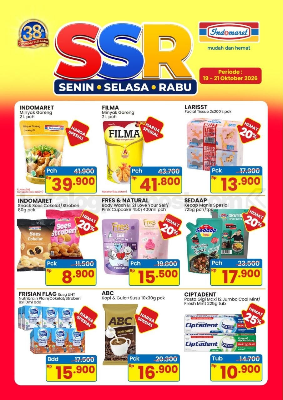 Promo SSR Indomaret Senin Selasa Rabu 19-21 Oktober 2026