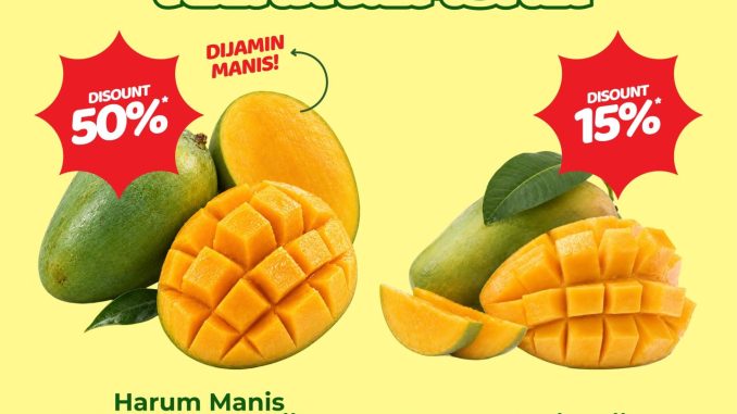 Promo Total Buah Segar diskon mangga Harum Manis Matang Pohon Wijaya 50% dan Harum Manis Wijaya 15%.