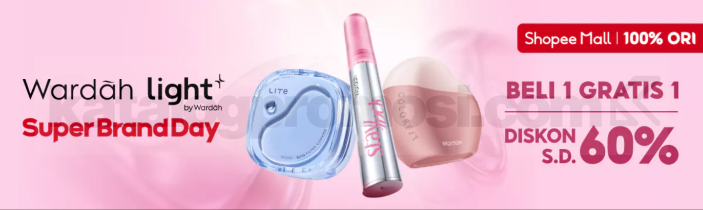Promo Wardah Super Brand Day Diskon 60% dan Beli 1 Gratis 1 Promo Wardah Super Brand Day diskon hingga 60% dan beli 1 gratis 1 produk makeup dan skincare pilihan