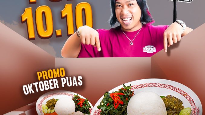 Promo Warung Taburai 10.10 Ayam Pop Rp. 1.010 dengan minimal pembelian Rp. 100.000 pada 10–19 Oktober 2026.