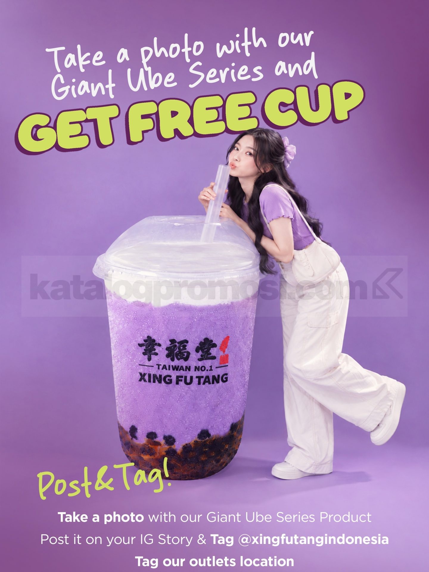 Promo Xing Fu Tang NEW! Ube Series Gratis 1 Cup Promo Xing Fu Tang NEW! Ube Series Gratis 1 Cup melalui challenge foto bersama giant product di 12 outlet.